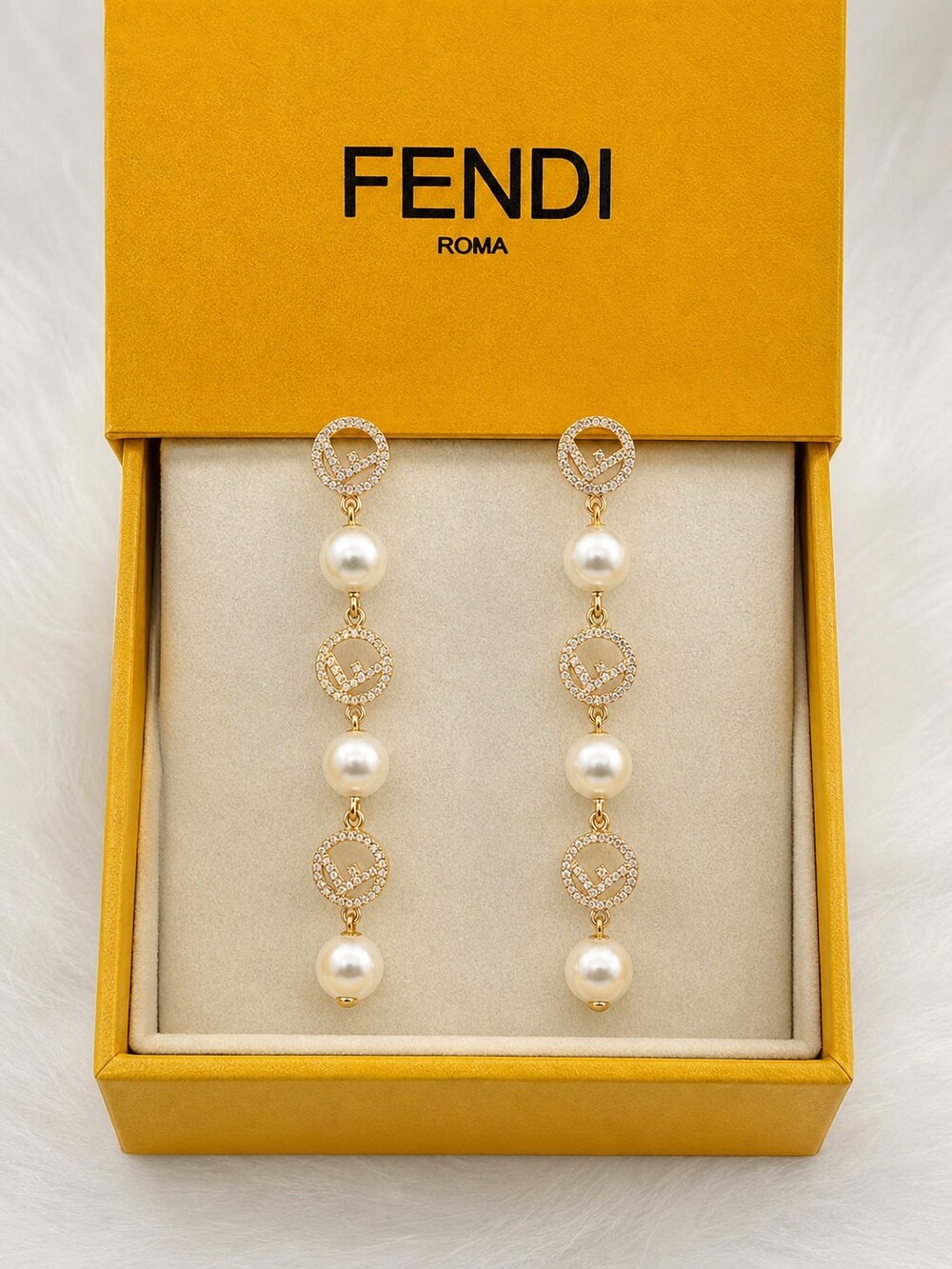 Fendi Modern Designer Earrings Style 1 | New with Box - Picture 2 of 9